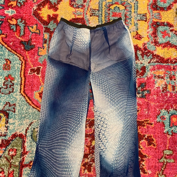 Blue Water Print Sheer Fancy Pants Size Large - Picture 7 of 8